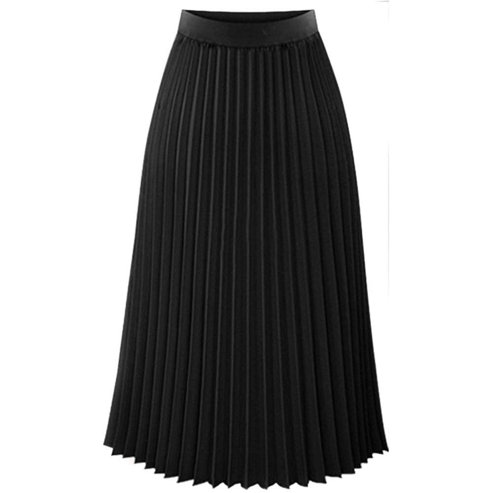 Fitfuvan - Falda Larga para Mujer, Plisada, Elegante, Cintura elástica